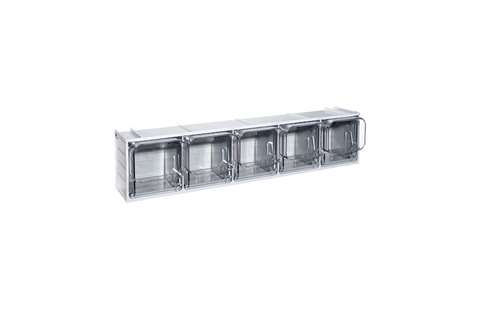 Tilting drawer - 600x133x132 mm 5 spaces - serie crystal box