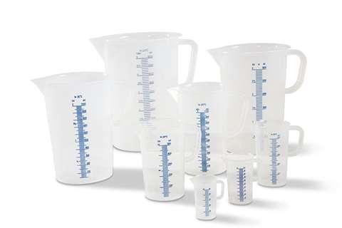 Graduated measuring cup - 50 ml blue raised scale