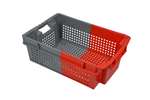 En stacking crate - 600x400x200mm perforated - 70% nestable - bi-color
