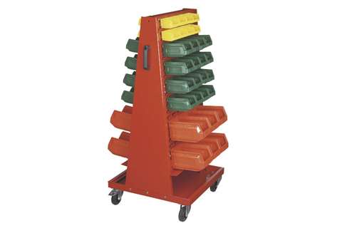 Metal trolley for bins, double sided bins included - 610x610x1300 mm