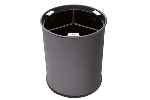 Round waste basket 13l - 3 compartiments insert black 3,3l