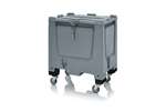 Qubb - Pallet box 250l - 800x600x960mm - closed - 4 wheels, 2 with brake - hinged lid + lock 