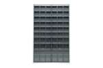 Mobil Plastic - Metal wall cabinet incl. 60 pcs Crystal box tilt bins - 1260x250x2000mm 