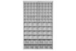 Mobil Plastic - Metal wall cabinet incl. 96 pcs Crystal box tilt bins - 1260x250x2000mm 