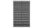 Mobil Plastic - Metal wall cabinet incl. 96 pcs Crystal box tilt bins - 1260x250x2000mm 