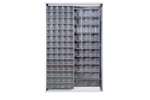 Mobil Plastic - Metal wall cabinet incl. 130 pcs Crystal box tilt bins - 1270x400x1950mm 