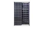 Mobil Plastic - Metal wall cabinet incl. 130 pcs Crystal box tilt bins - 1270x400x1950mm 