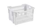 Qubb - Nestable and stackable crate 75l - 625x500x360/325mm - perforated sides and bottom - 2 open handles 