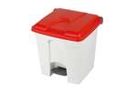 Probbax - Rectangular step-on waste bin 30l white body + coloured lid 430x390x410mm