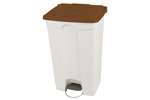 Probbax - Rectangular step-on waste bin 90l white body + coloured lid 500x412x820mm