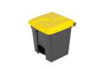 Probbax - Rectangular step-on waste bin 30l grey body+coloured lid 430x390x410mm