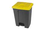 Probbax - Rectangular step-on waste bin 70l grey body+coloured lid 670x410x490mm