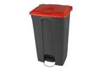 Probbax - Rectangular step-on waste bin 90l grey body + coloured lid 500x412x820mm