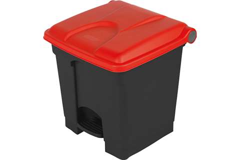 Probbax - Rectangular step-on waste bin 30l - recycled body + lid 410x398x435mm  Probbax - Rectangular step-on waste bin 30l - recycled body + lid 410x398x435mm