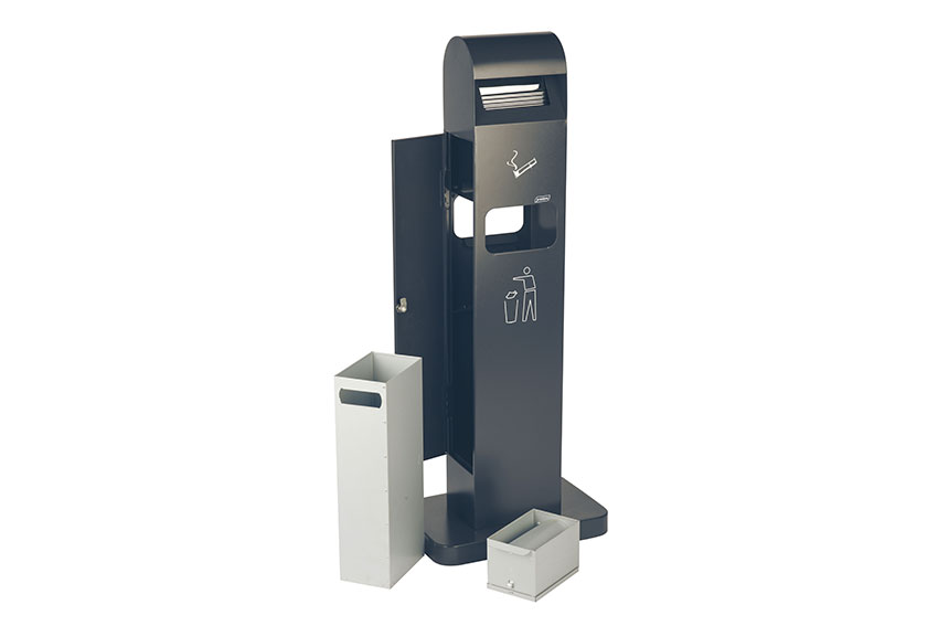 Cendrier sur pied totem 2l + poubelle 8l - 400x260x1040mm 
