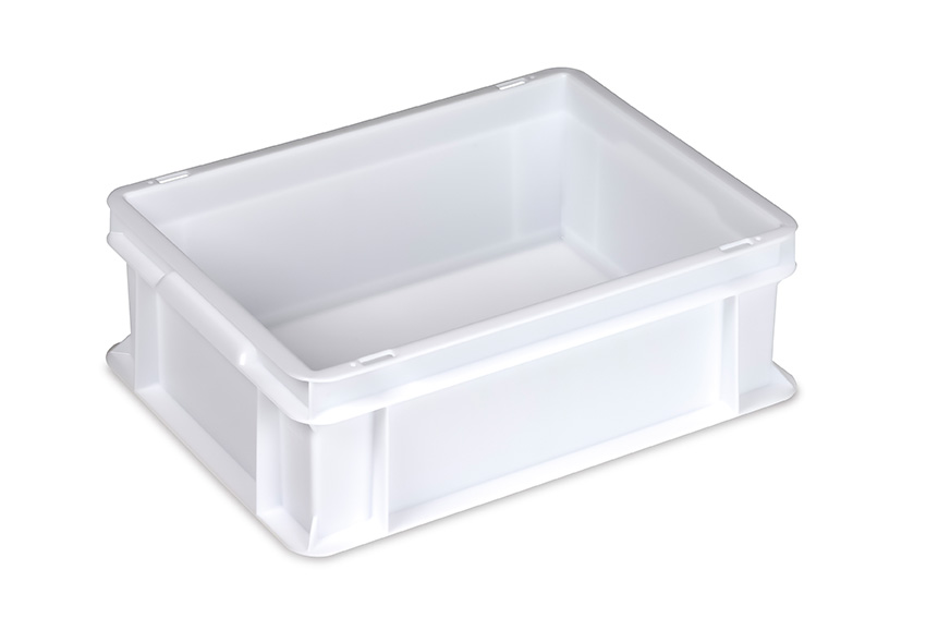 EN stacking bin Food natural 12l - 400x300x130mm - closed walls and base - closed handles 