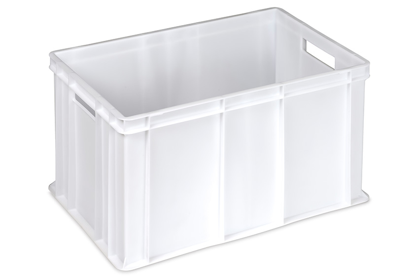 EN stacking bin Food natural 64l - 600x400x320mm - closed walls and base - 2 open handles 