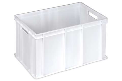 EN stacking bin Food natural 64l - 600x400x320mm - closed walls and base - 2 open handles