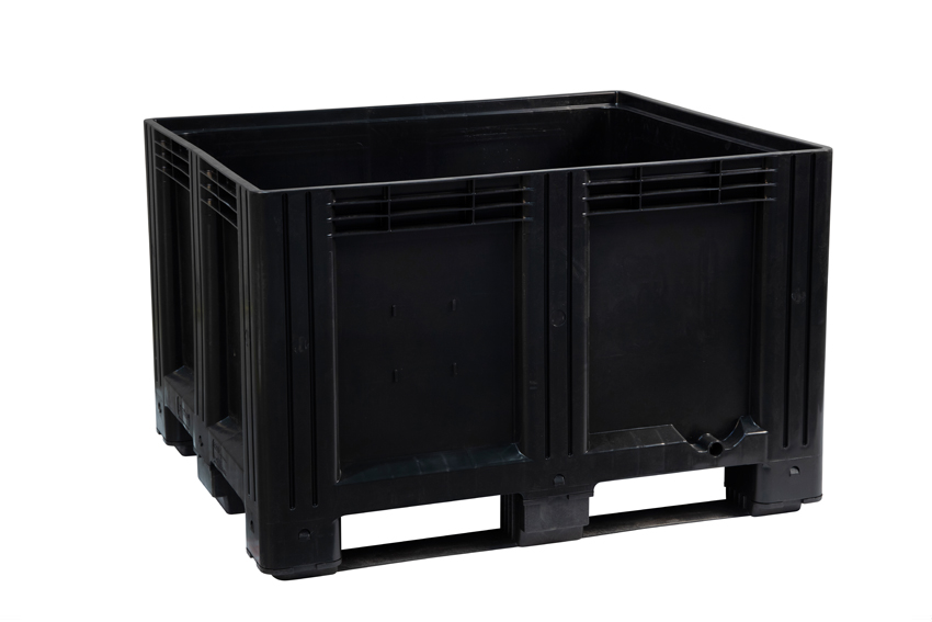 Caisse-palette 1200x1000x780 mm - plein - 3 semelles - 610 l matiere recyclee 