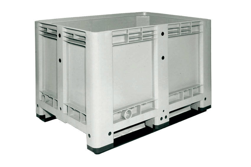 Caisse-palette 1200x800x780 mm - plein - 2 semelles - 470 l 