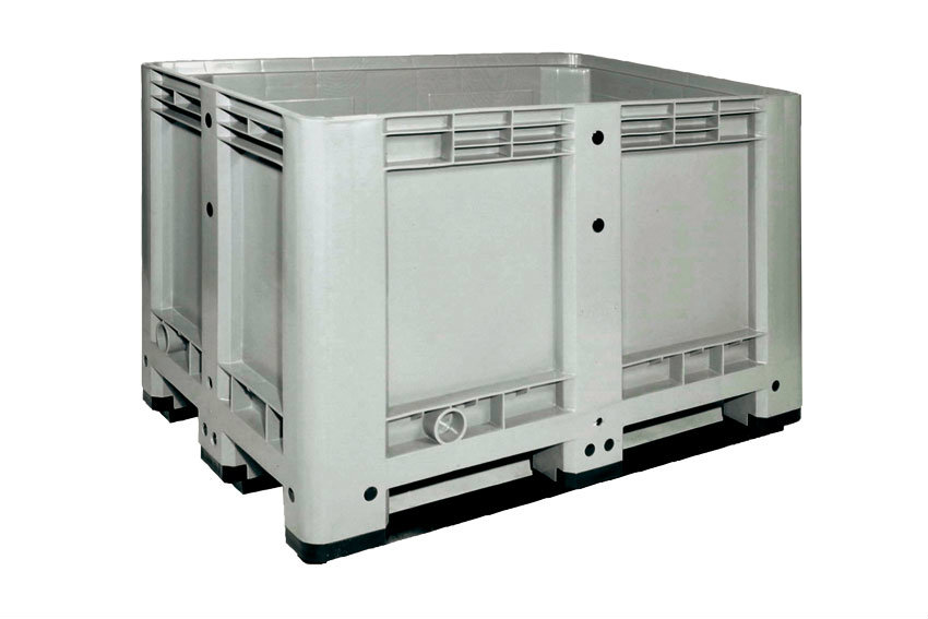 Pallet box 1200x800x780 mm - closed - 3 skids - 470 l 