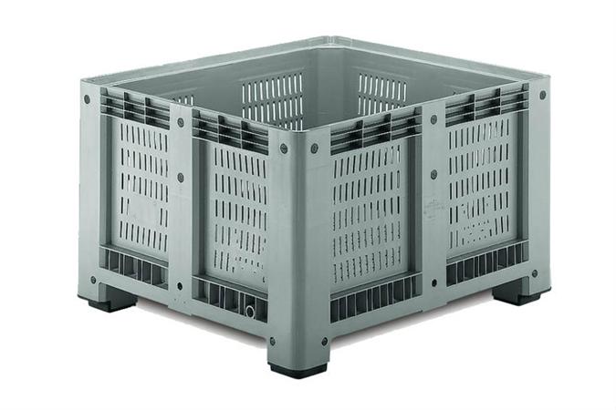 Caisse-palette 1200x1000x760mm - ajouré - 4 pieds - 610l 