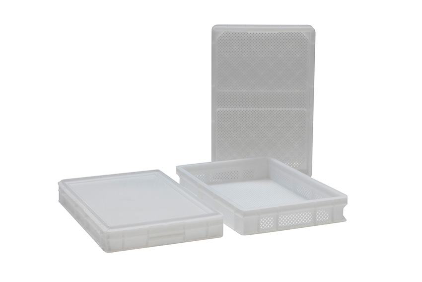 EN Dough crate 12l - 600x400x70mm - perforated walls and bottom - closed handles 