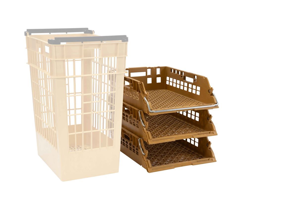 Broban crate 700x495x190mm - perforated sides and bottom - 3 open handles 