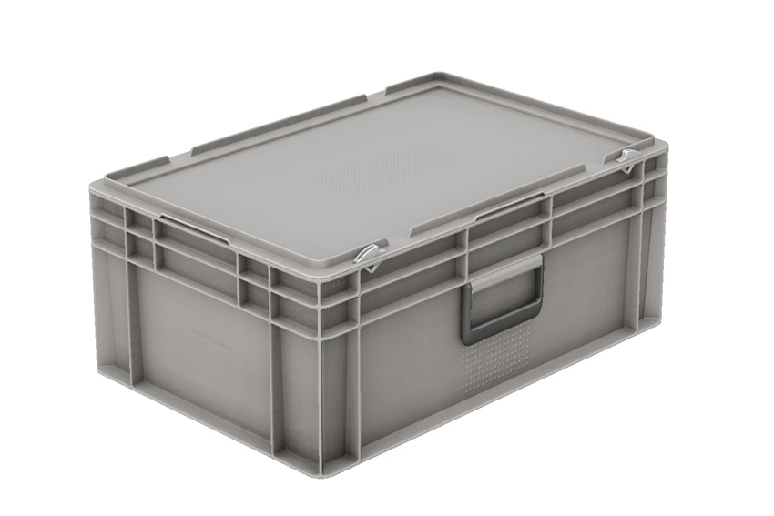 Euronorm case with lid and handle 60L - 600x400x334mm 