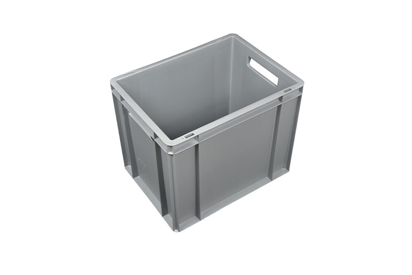 EN Stacking bin Budget Grey 25l - 400x300x275mm - closed sides and reinforced bottom - open handles 