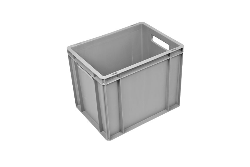 EN Stacking bin Budget Grey 30l - 400x300x325mm - closed sides and reinforced bottom - open handles 