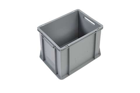 EN Bac gerbable Budget Grey 35l - 400x300x360mm - parois fermées et fond renforcé -poignées ouvertes