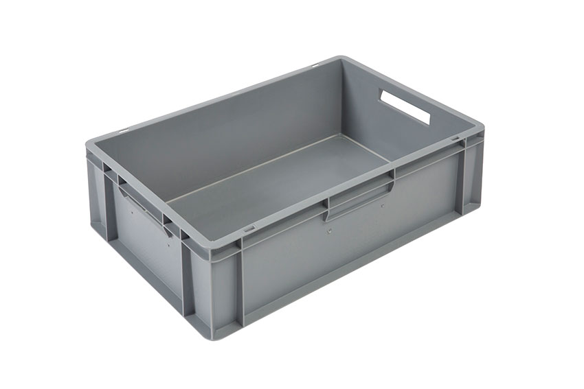 EN Stacking bin Budget Grey 40l - 600x400x200mm - closed sides and bottom - open handles 