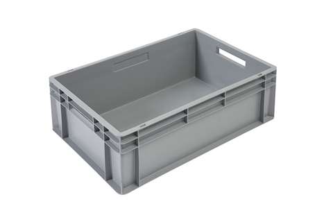 EN Bac gerbable Budget Grey 42l - 600x400x220mm - parois et fond fermés - poignées ouvertes