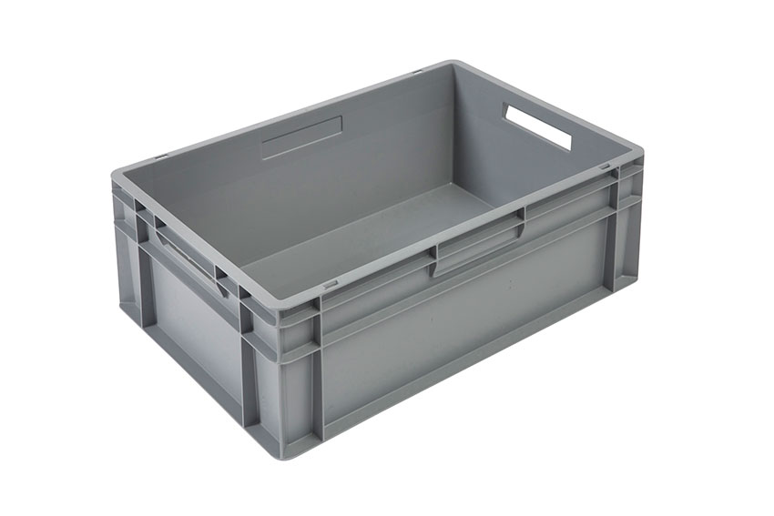 EN Bac gerbable Budget Grey 47l - 600x400x240mm - parois et fond fermés - poignées ouvertes 