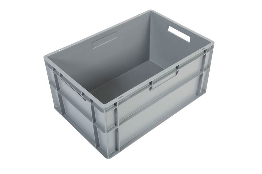 EN Stacking bin Budget Grey 55l - 600x400x290mm - closed sides and bottom - open handles 