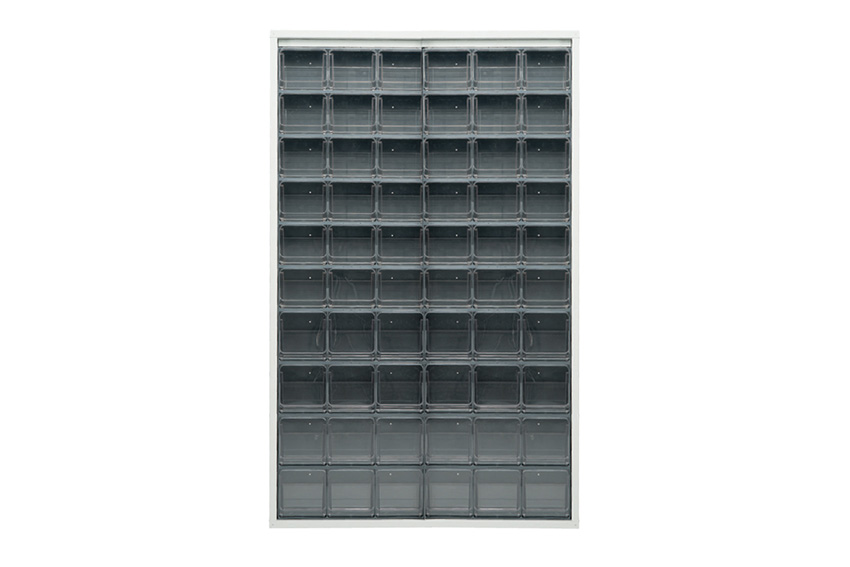 Armoire murale en métal incl. 60 pcs Crystal box blocs-tiroirs basculants - 1260x250x2000mm 