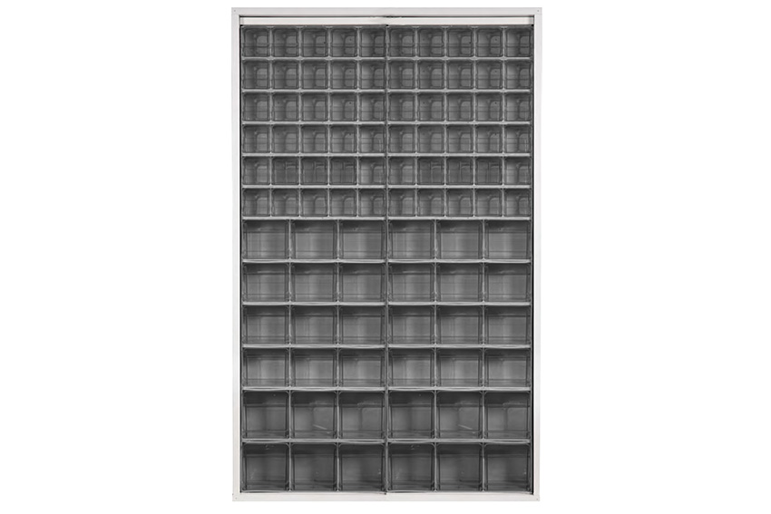 Armoire murale en métal incl. 96 pcs Crystal box blocs-tiroirs basculants - 1260x250x2000mm 