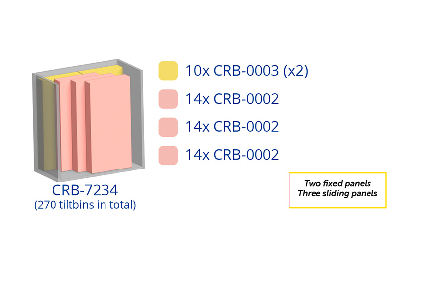 Armoire murale en métal incl. 270 pcs Crystal box blocs-tiroirs basculants - 1270x800x1950mm 