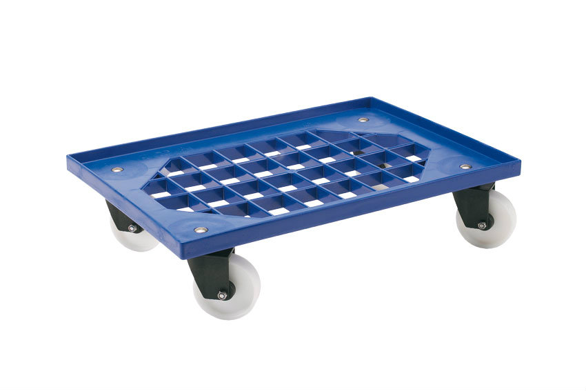 Chariot de transport Food - 4 roues pivotantes en PA - cadre en ABS avec grille - fourches en PA 