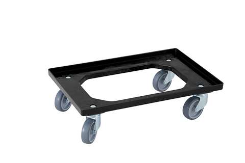Transport undercarriage Industry - 4 rubber swivel castors - ABS frame - galvanized forks
