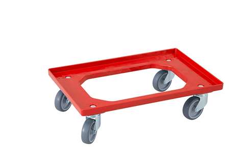 Transport undercarriage Industry - 4 rubber swivel castors - ABS frame - galvanized forks
