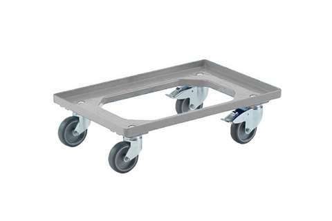 Transport undercarriage Industry - 2 fixed + 2 swivel rubber castors - ABS frame - galvanized forks