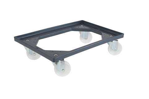 Transport undercarriage Industry - 4 PP swivel castors - PP frame - galvanized forks
