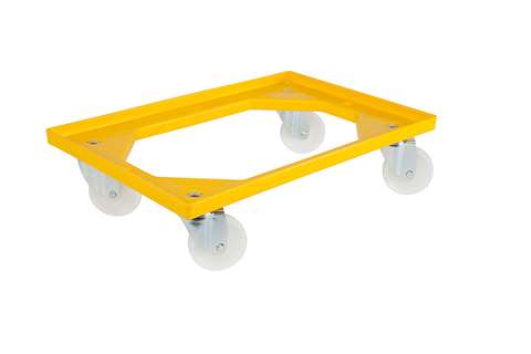 Transport undercarriage Industry - 4 PP swivel castors - PP frame - galvanized forks