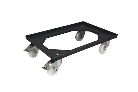 Transport undercarriage Industry - 4 PP swivel castors + 2 brakes - PP frame - galvanized forks