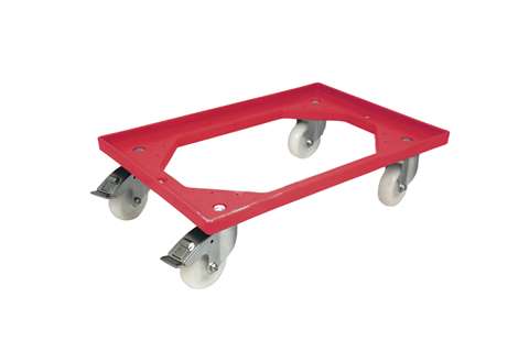 Transport undercarriage Industry - 4 PP swivel castors + 2 brakes - PP frame - galvanized forks