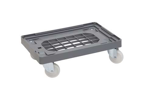 Transport undercarriage Industry - 4 PP swivel castors - PP waffled frame - galvanized forks