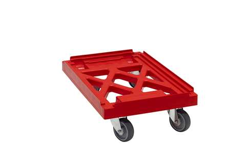 Transport undercarriage Industry - 4 rubber swivel castors - PP waffled frame - connectable