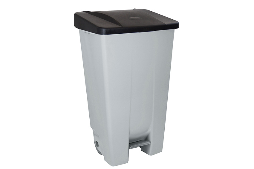 Pedal waste bin 120l - grey body - coloured lid 510x425x875mm   